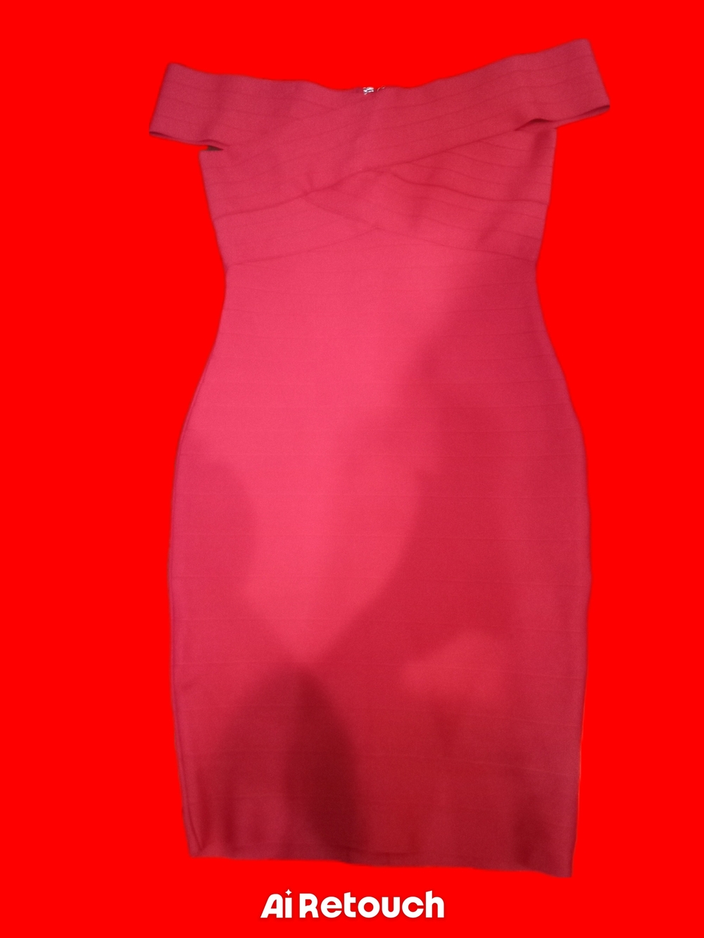 Off-Shoulder Red Bandage Sheath Dress